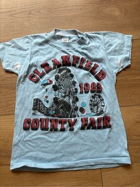 Clearfield County Fair 1983 Light Blue Kids Graphic Tee